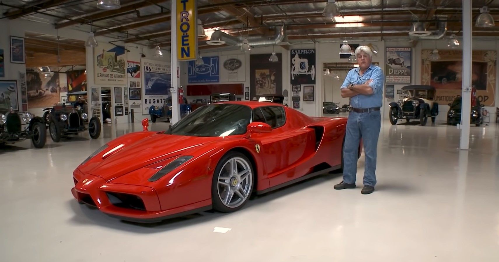 Jay Leno with the iconic Ferrari Enzo