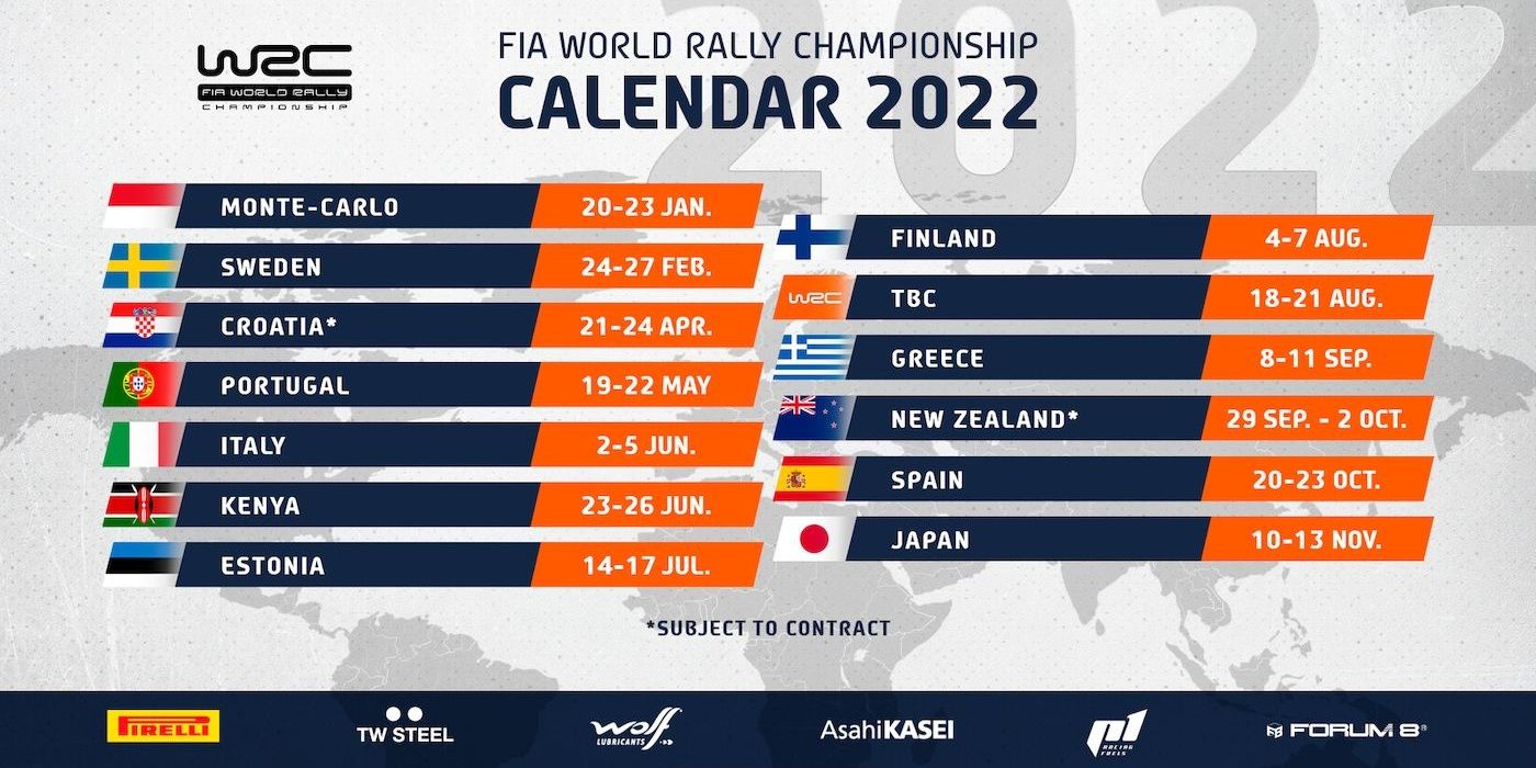WRC Calendar 2022