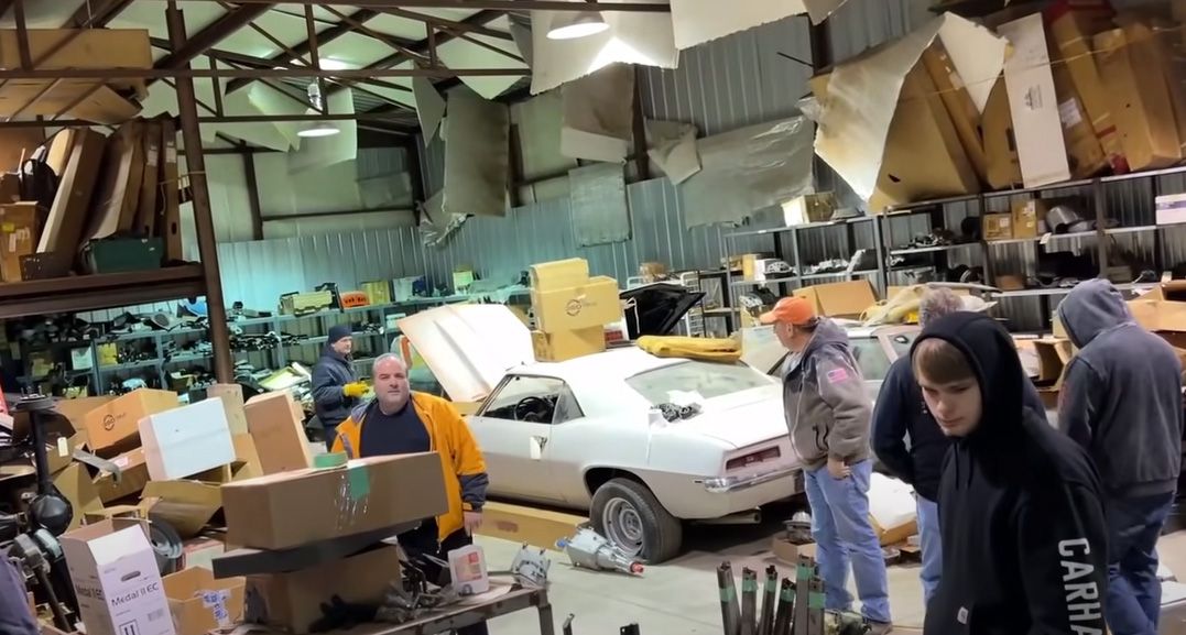 Warehouse storing Corvettes and Chevelles