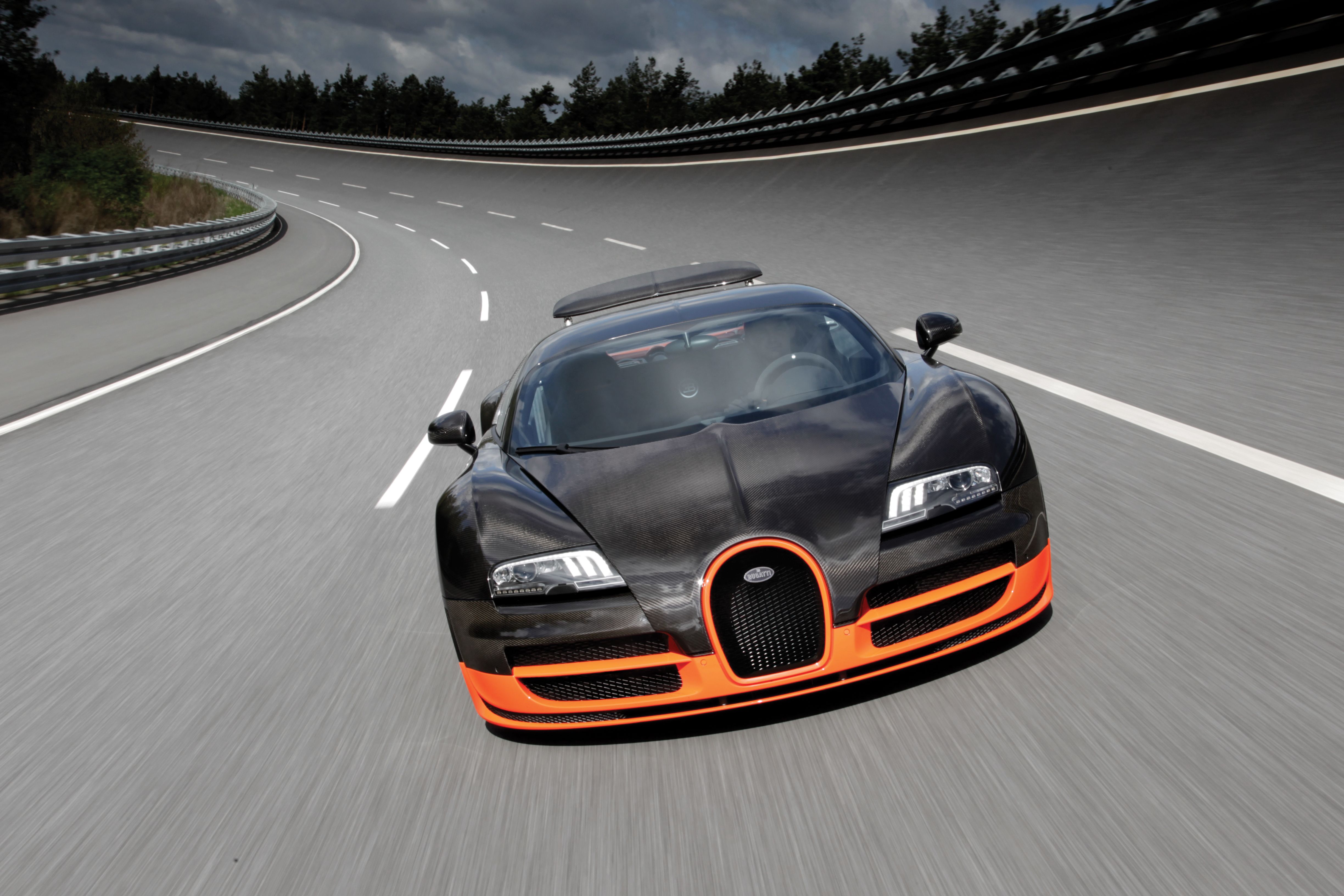 The 2011 Bugatti Veyron on the track.