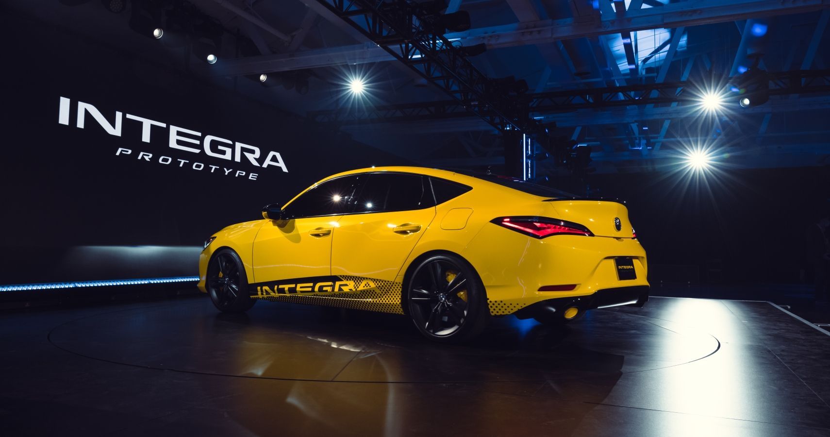2023 Acura Integra Rear Quarter View Prototype Yellow