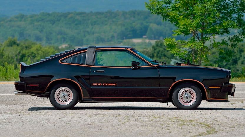 Black 1978 Ford Mustang II King Cobra - Side Angle
