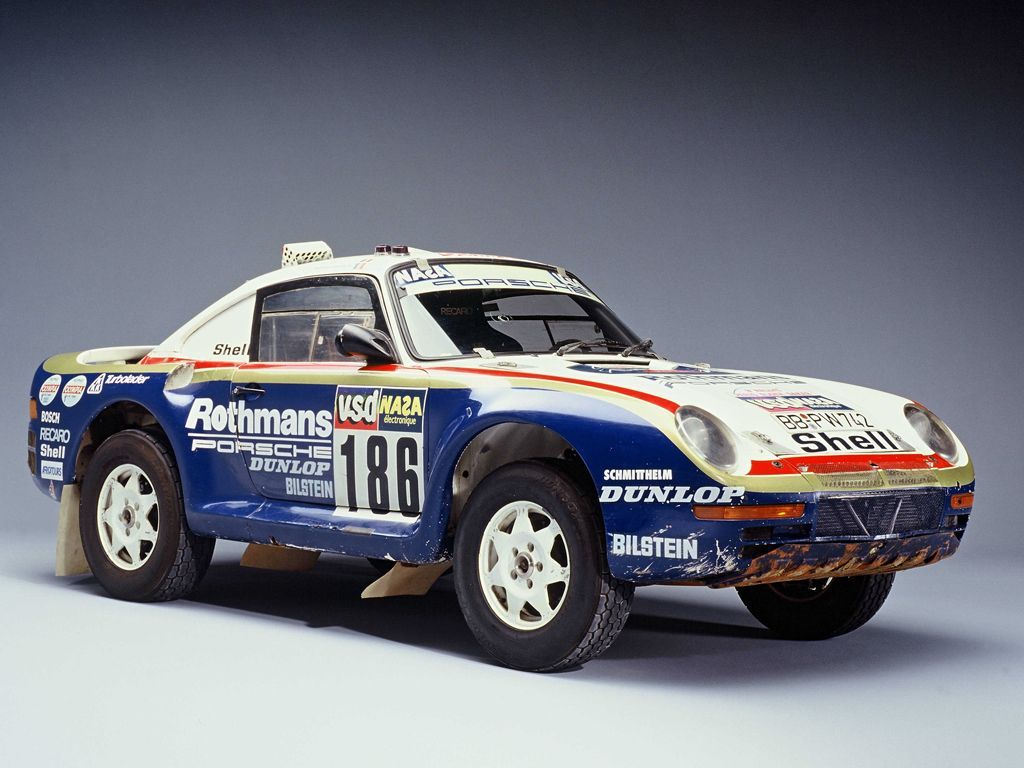 White and Blue 1985 Porsche 959 Rally