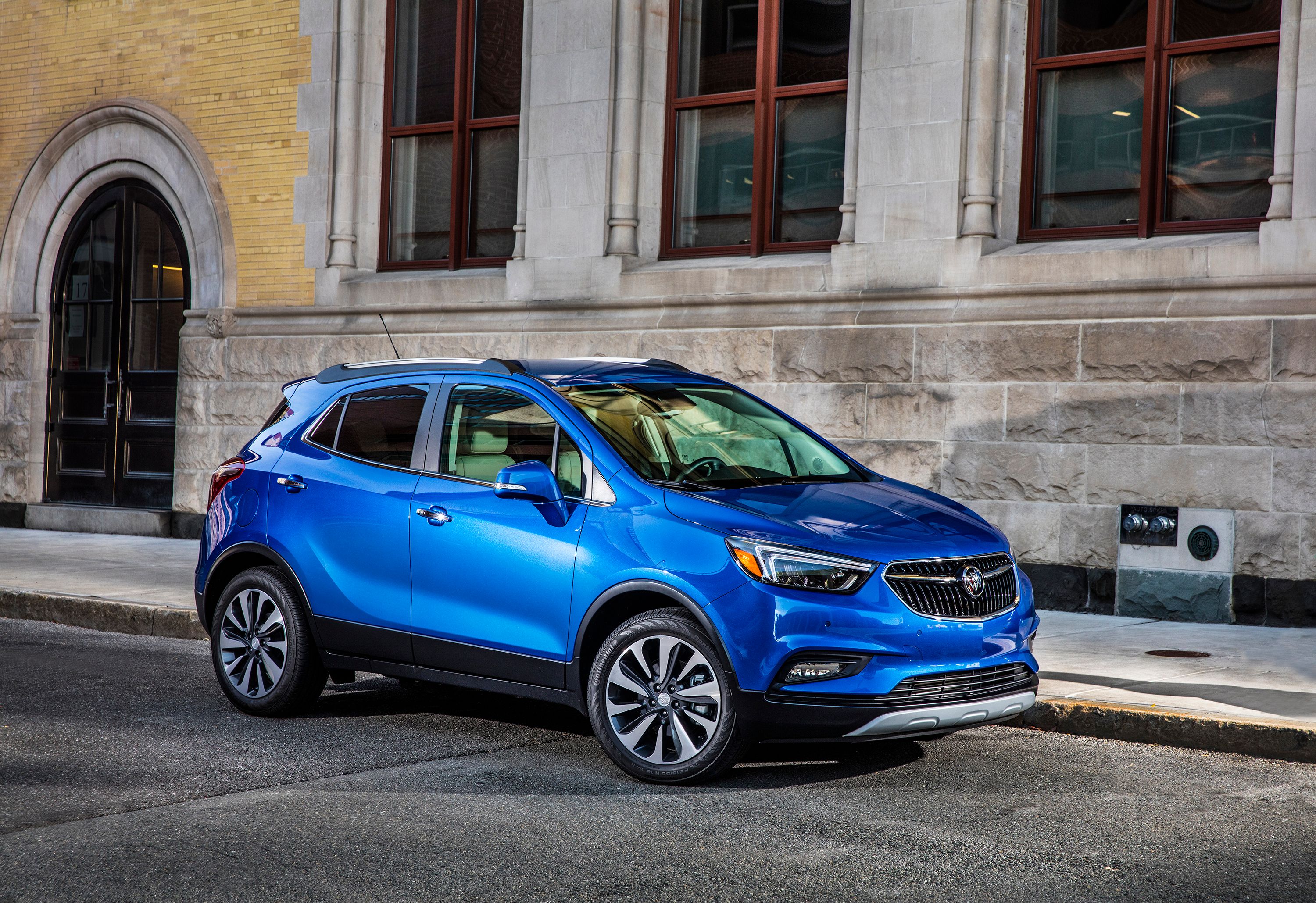 The 2017 Buick Encore parked on the street.
