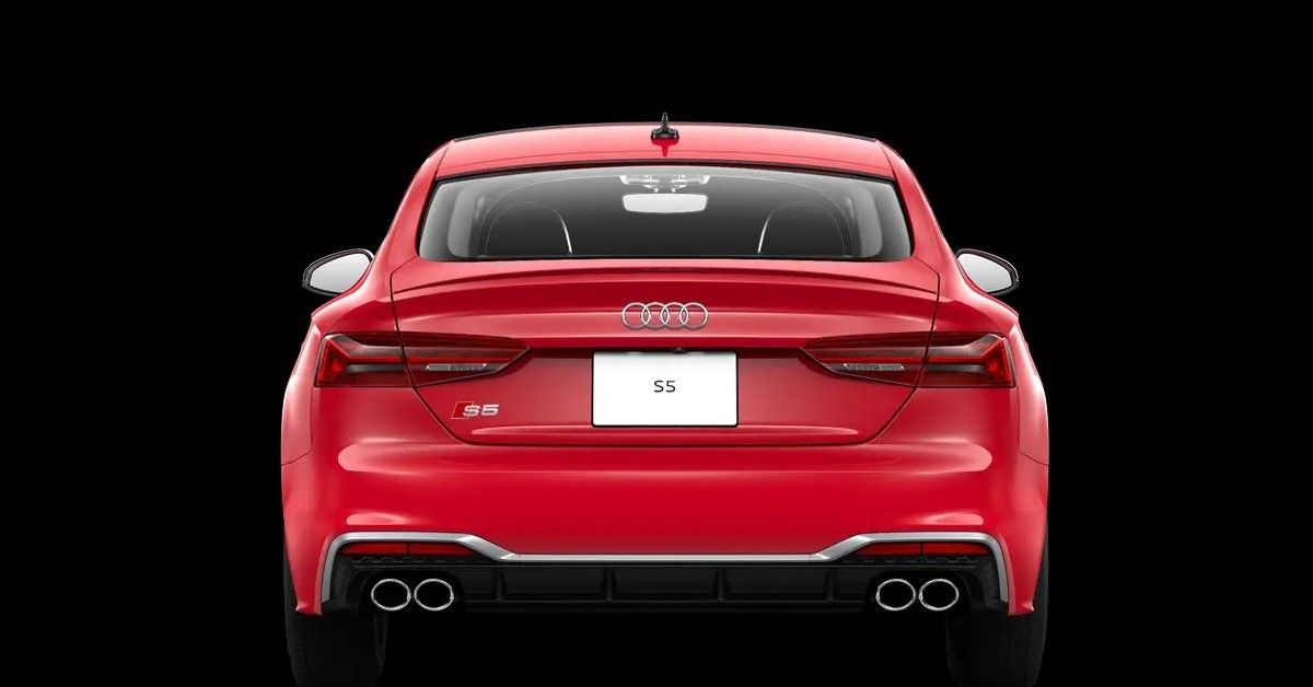 2022 Audi S5 Sportback, red, rear, black background