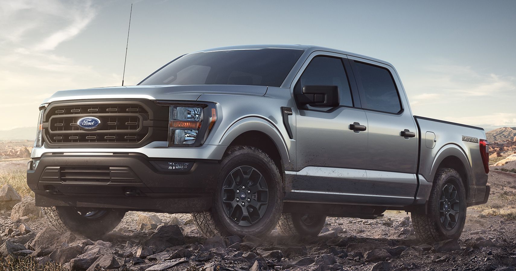 silver 2023 Ford F-150 Rattler quarter front view 