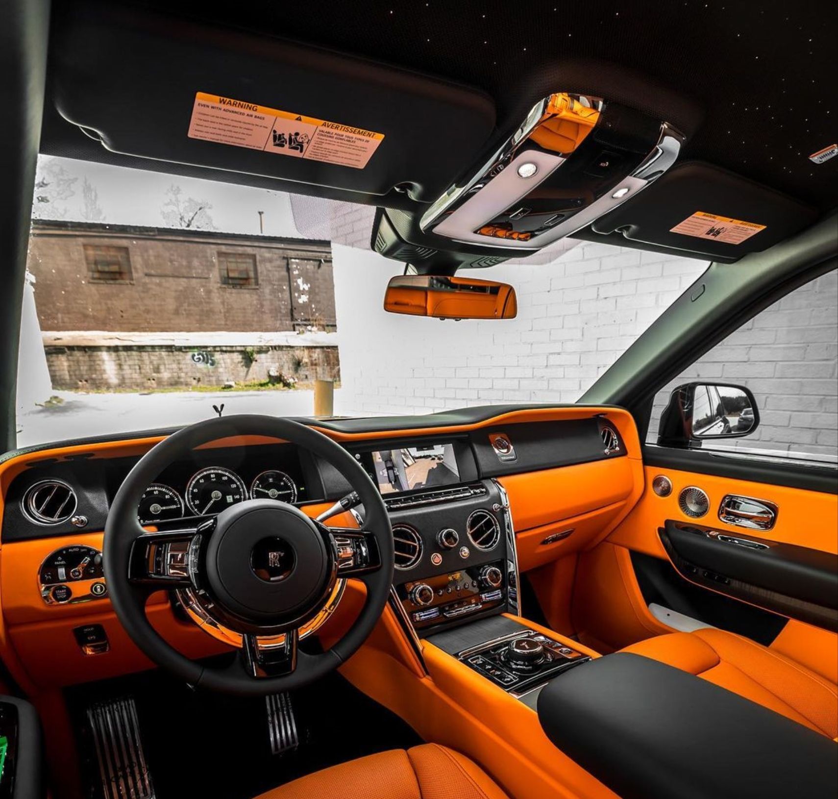 Rolls-Royce Custom Cullinan Interior View Orange and Black