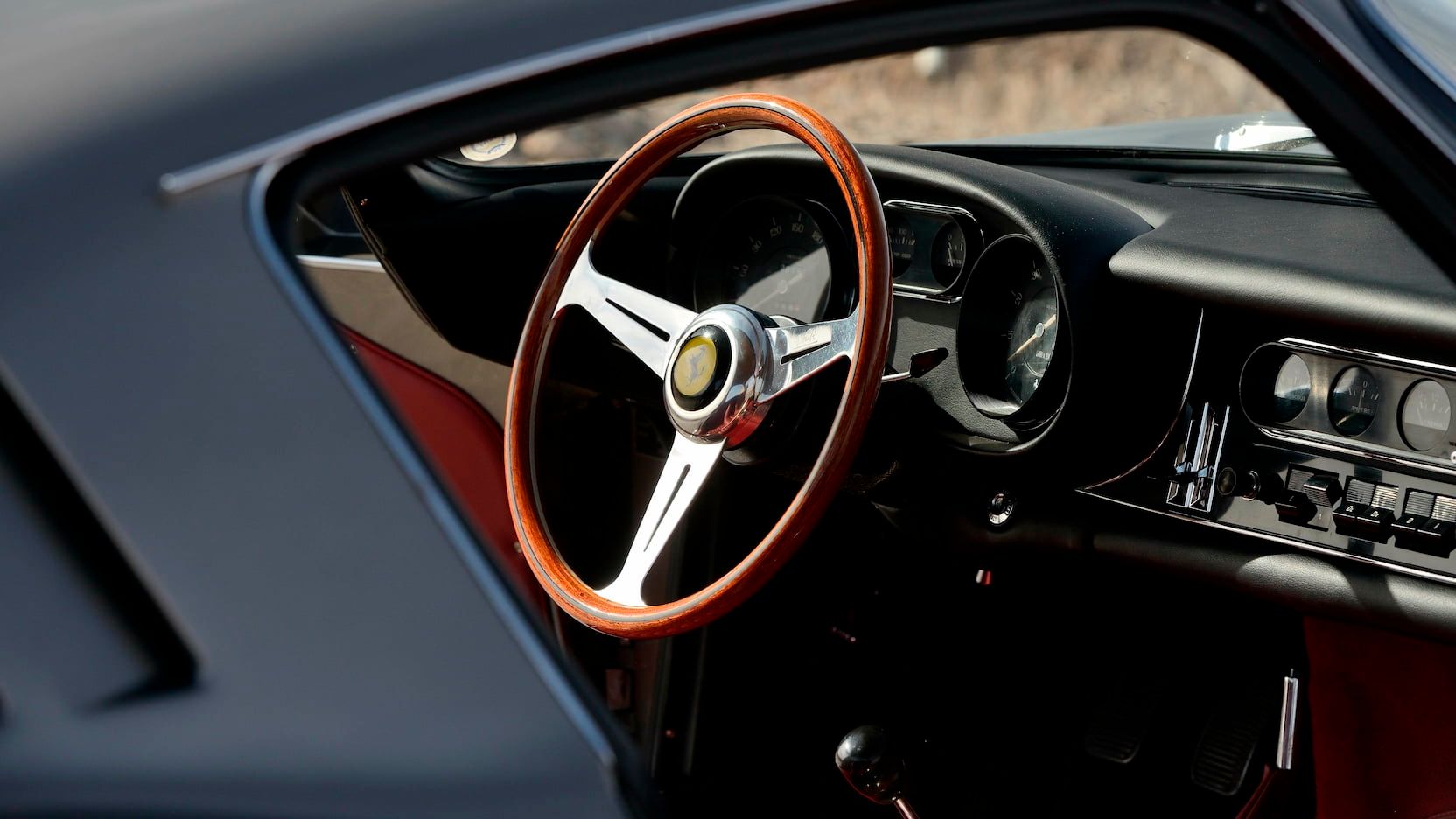 Ferrari 275 GTB/4 Auction Interior Shot With Steering Wheel