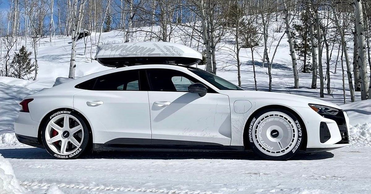Audi RS E-Tron GT Custom Designed For Ken Block Toyo Side Profile Look In The Snowy Mountains