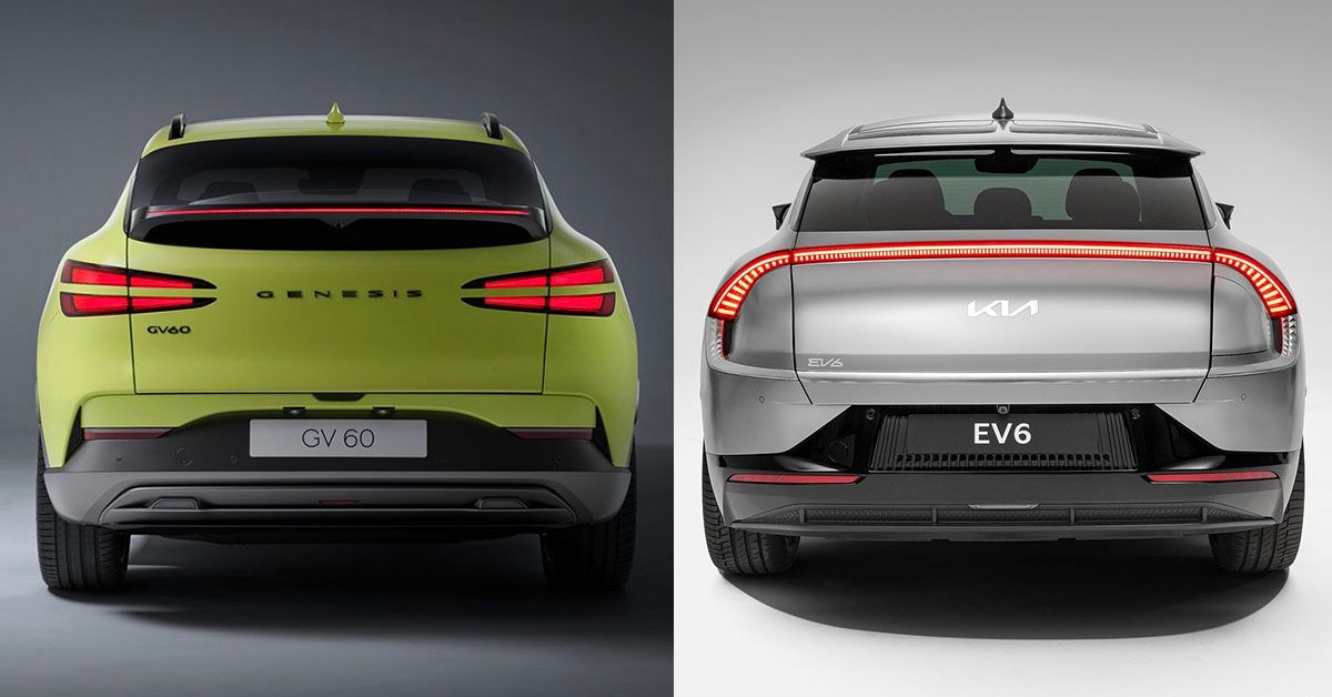2022 Genesis GV60 vs Kia EV6 Electric Vehicle Comparison Rear Side By Side