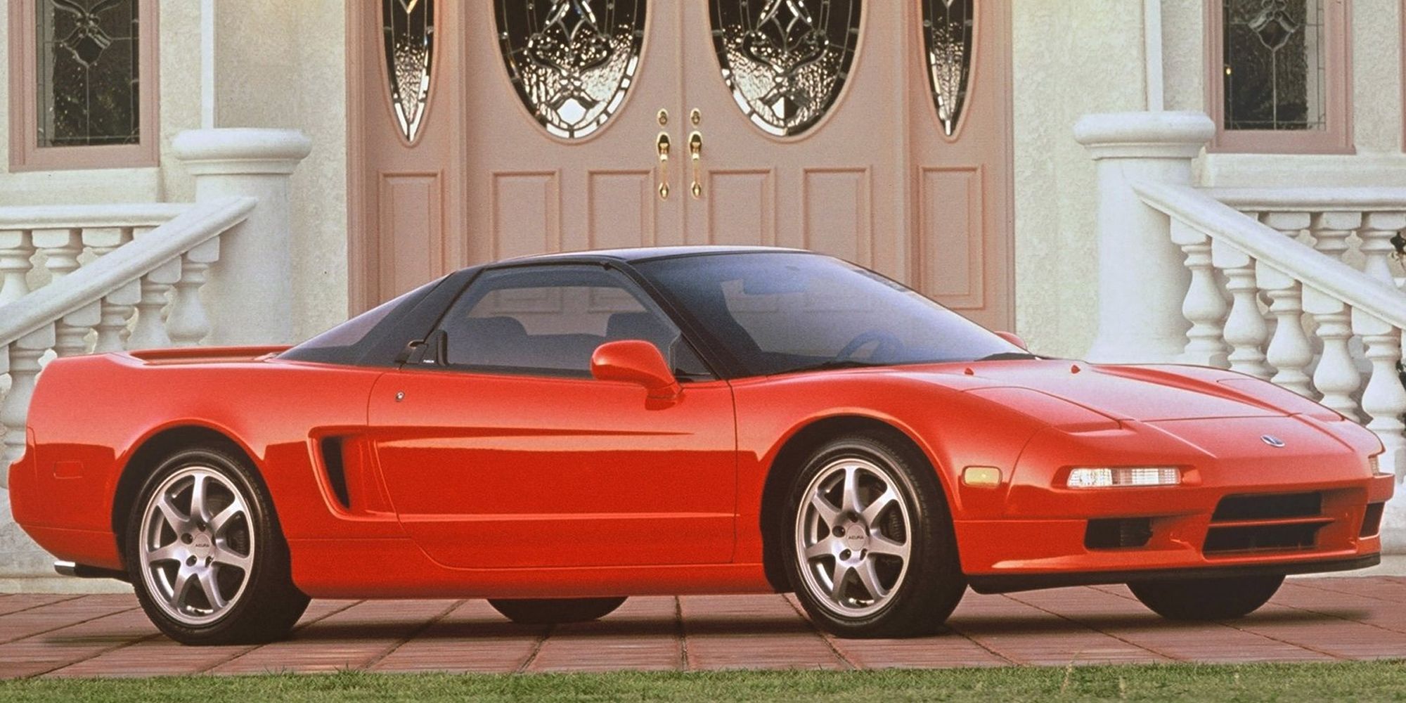 Front 3/4 view of a red NSX