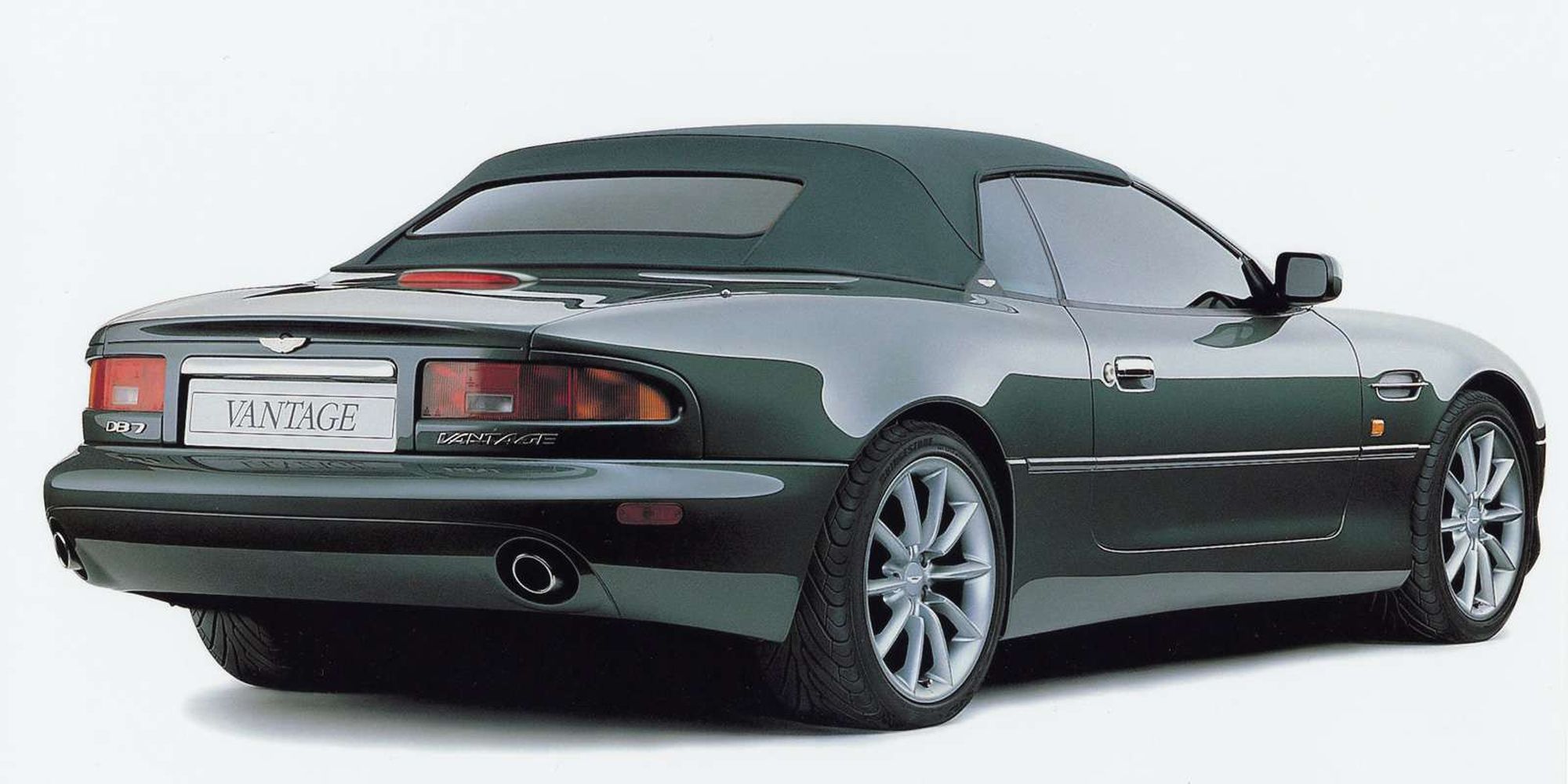 Rear 3/4 view of a green DB7