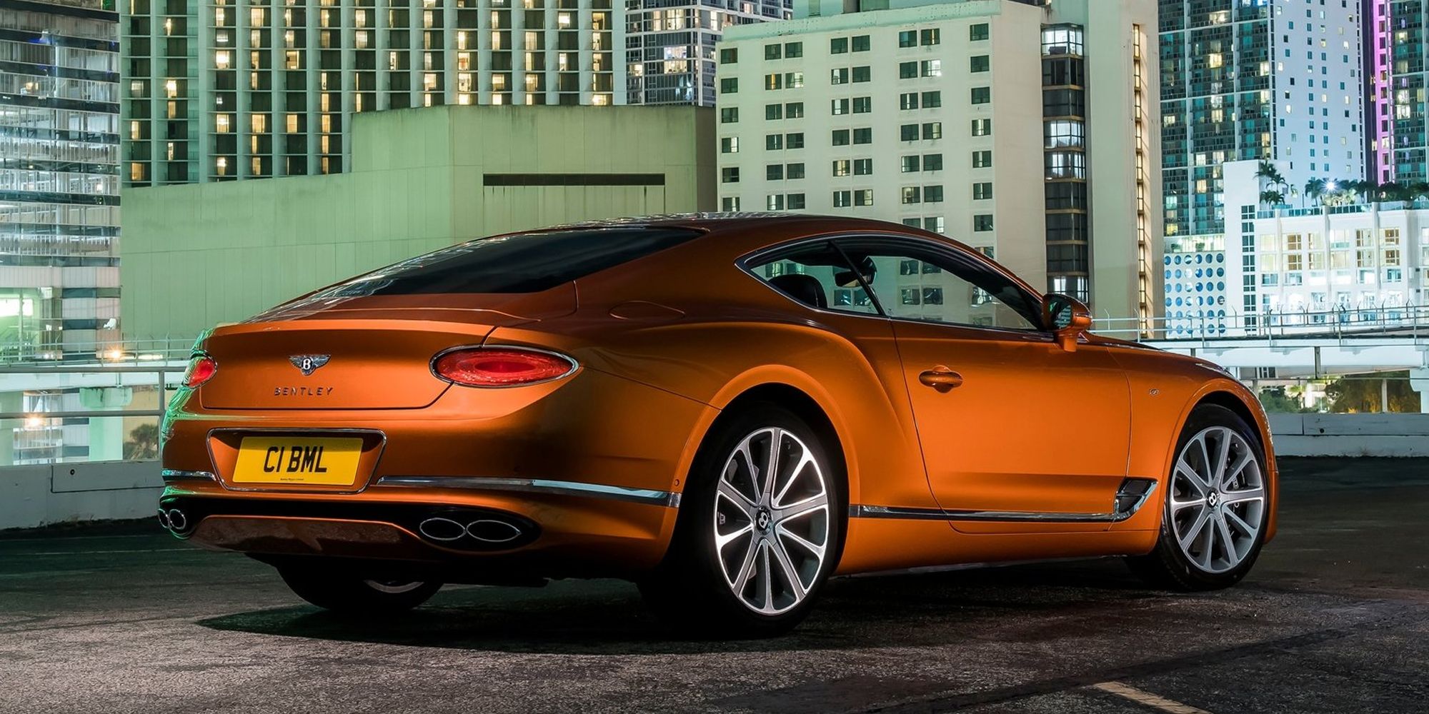 Rear 3/4 view of the Continental GT V8