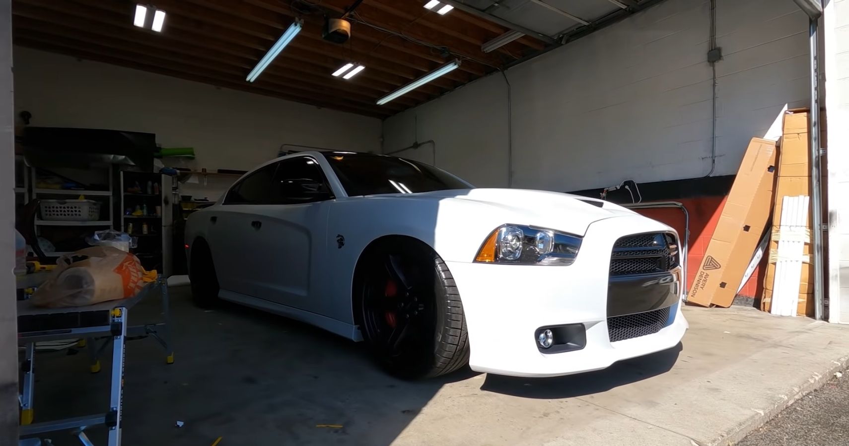 Charger 2nd Gen White Wrap Custom Wrap Front Quarter View