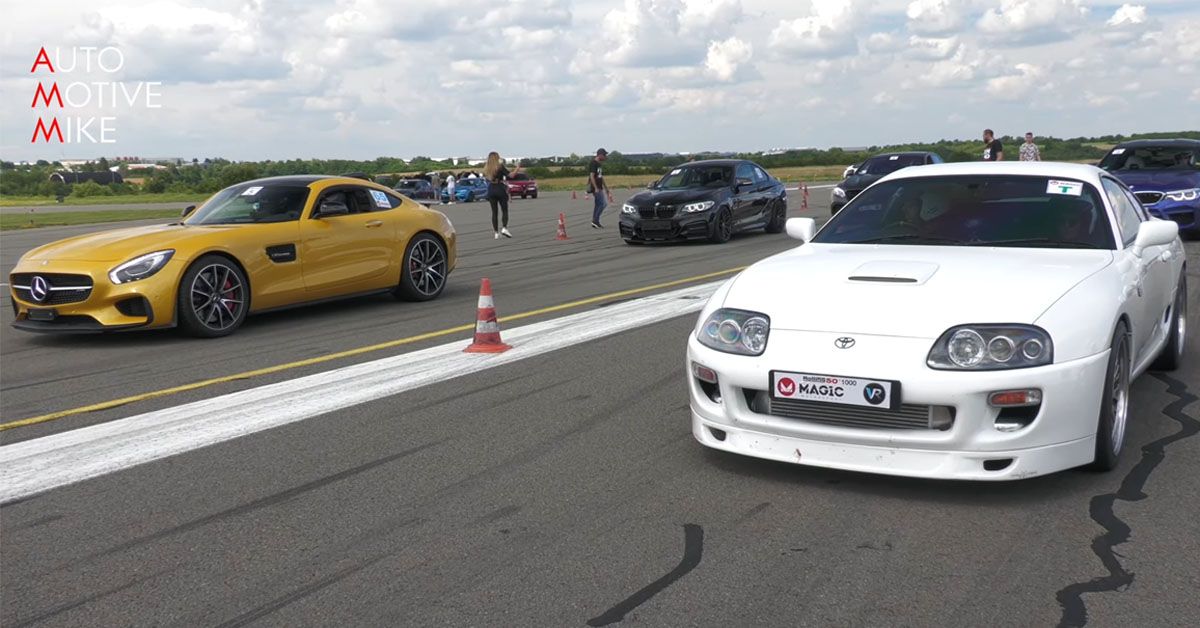 Drag Race Between Mercedes-AMG GT S And 1,000-HP Toyota Supra 