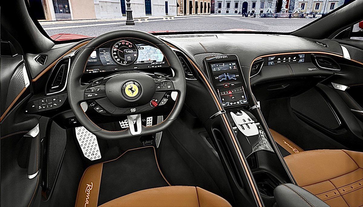 The interior of the Ferrari Roma.
