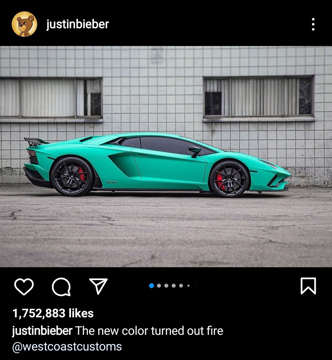 Justin Bieber's Post on Instagram.