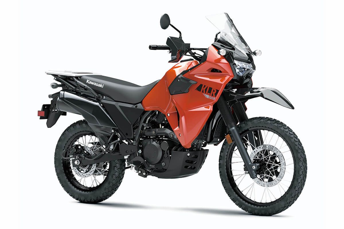 Orange KLR650 Motorcycle