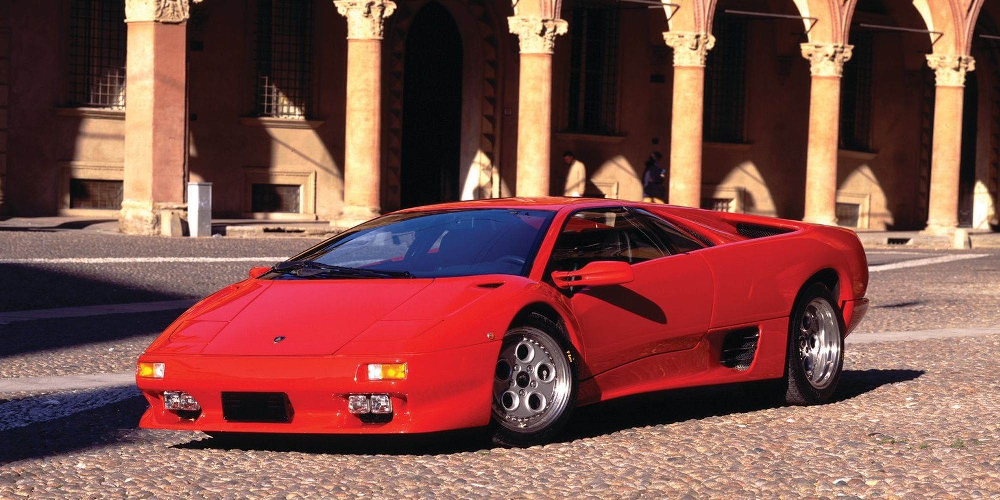 Front 3/4 view of a red Diablo on a square