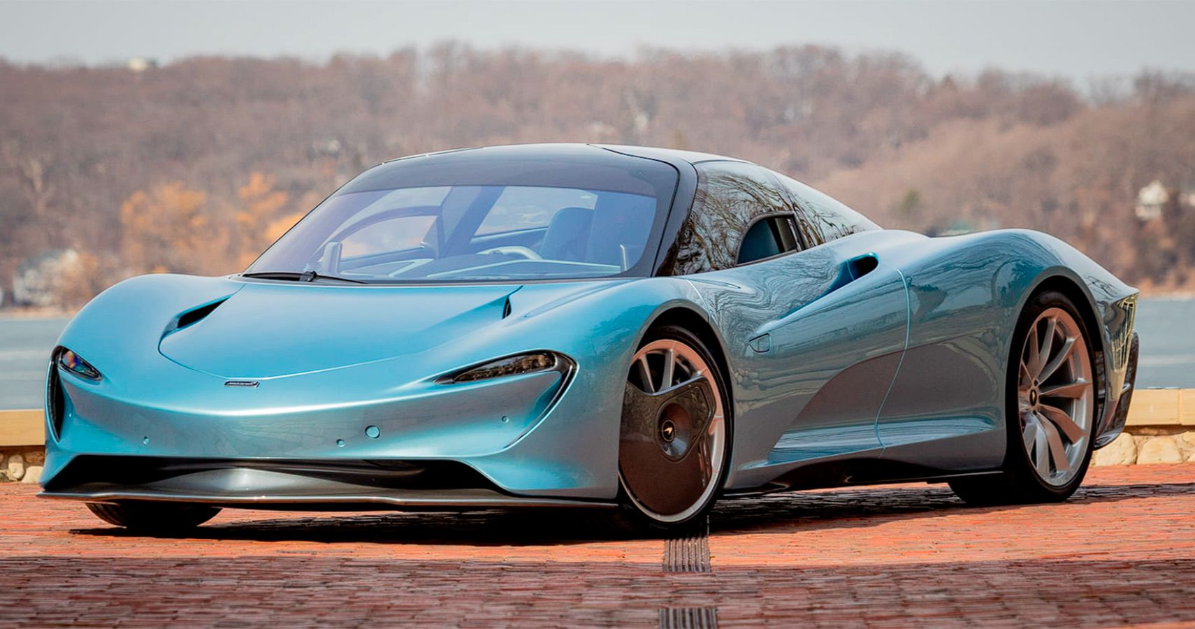 gloss steel blue 2020 McLaren Speedtail parked