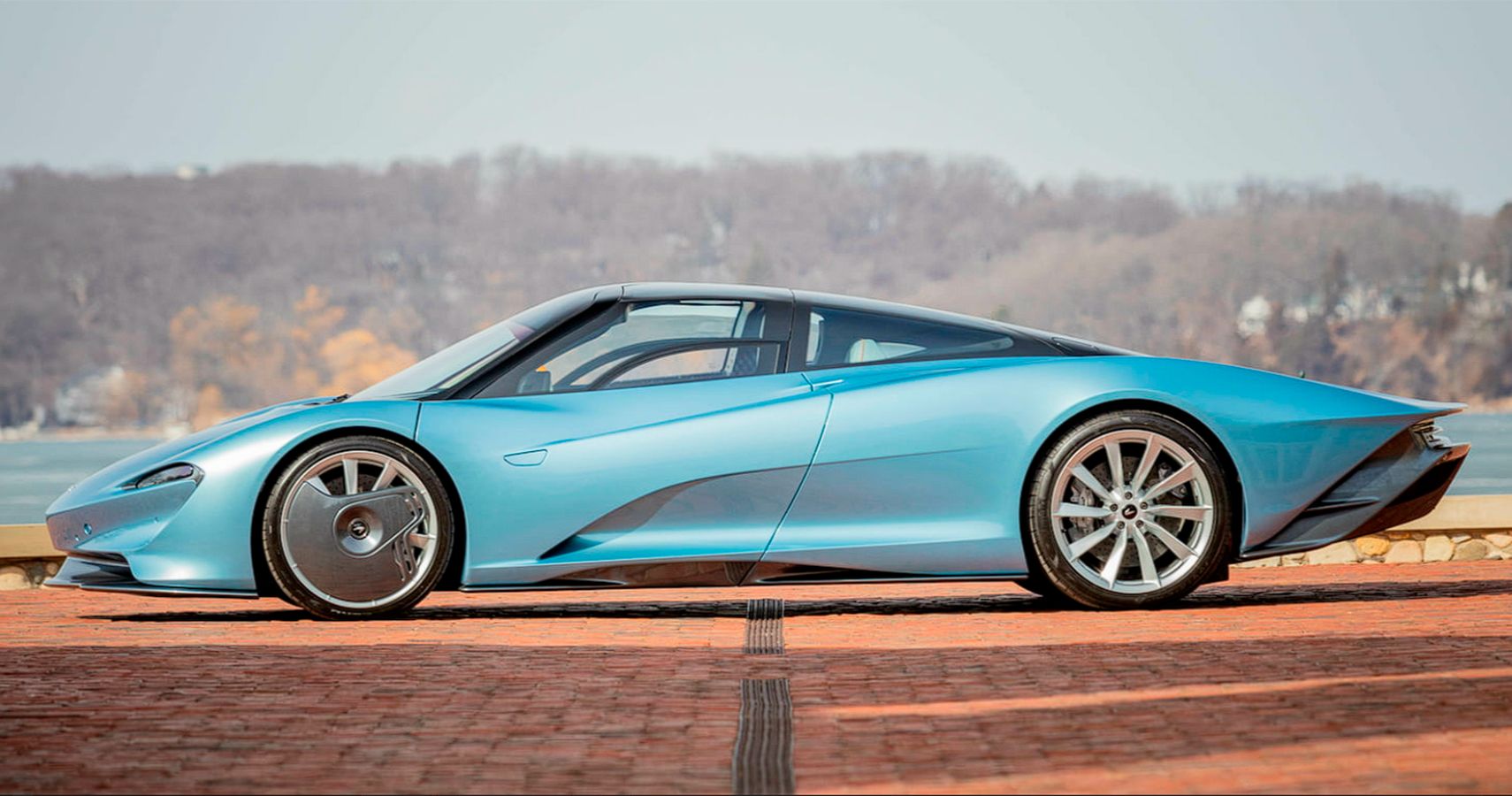 gloss steel blue 2020 McLaren Speedtail profile view