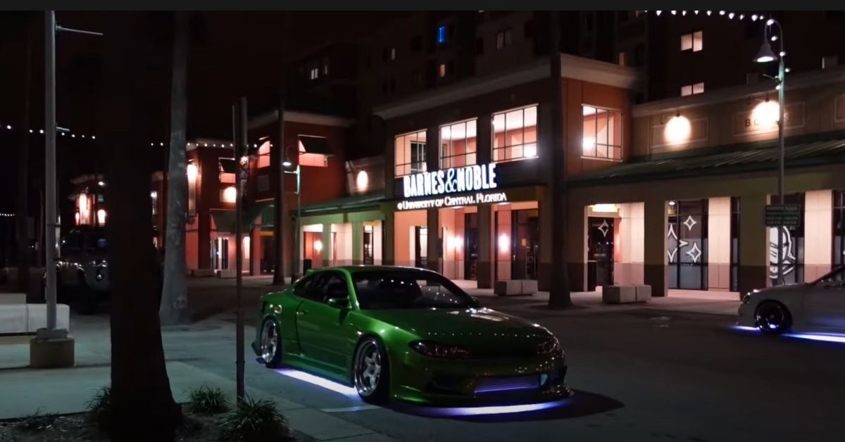 Green Nissan Silvia S15 parked up
