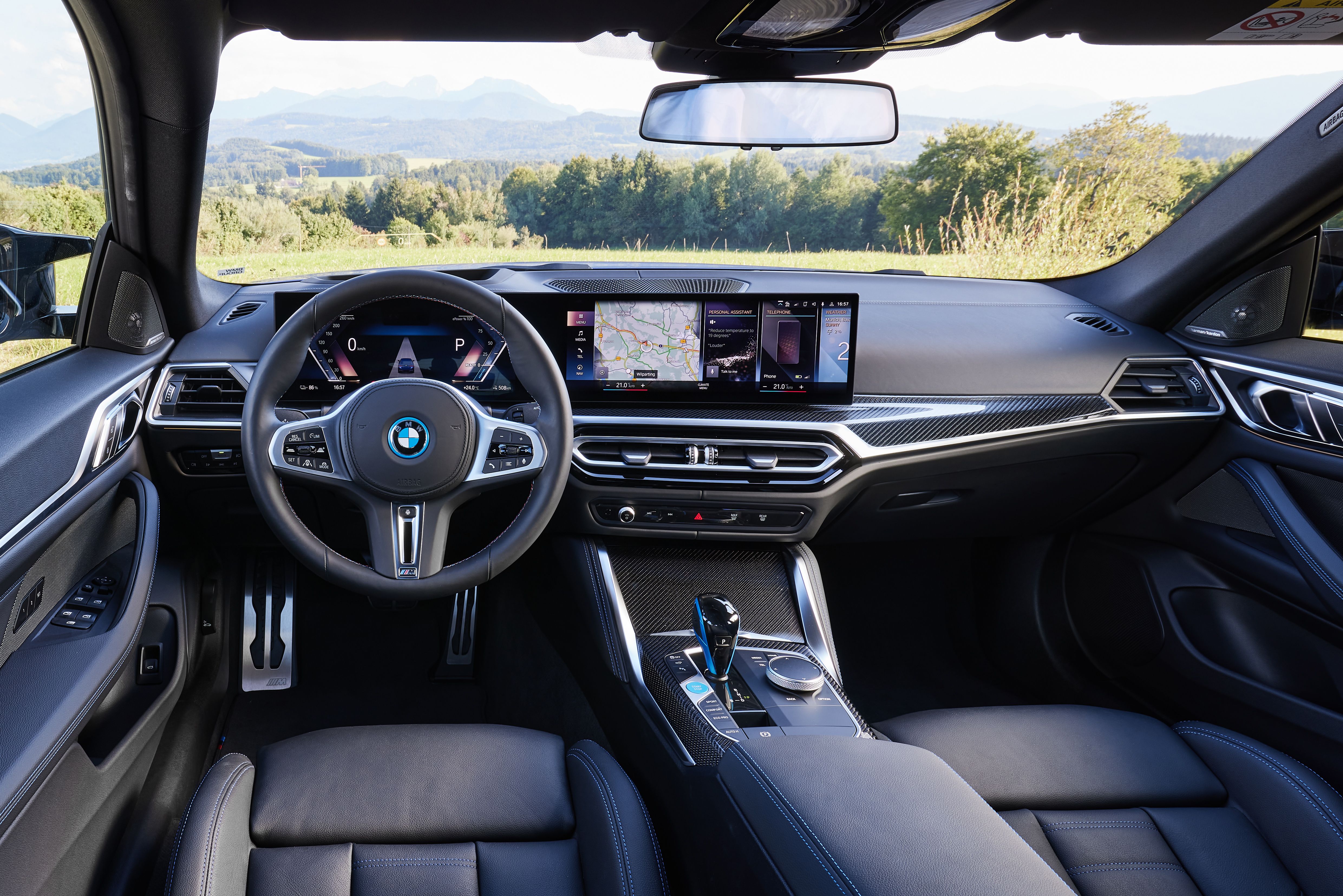 The interior of the 2022 BMW i4 M50.