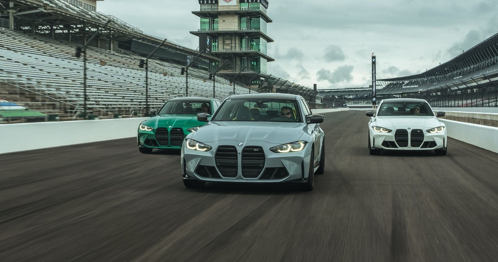 BMW M3 and M4 family at the racetrack