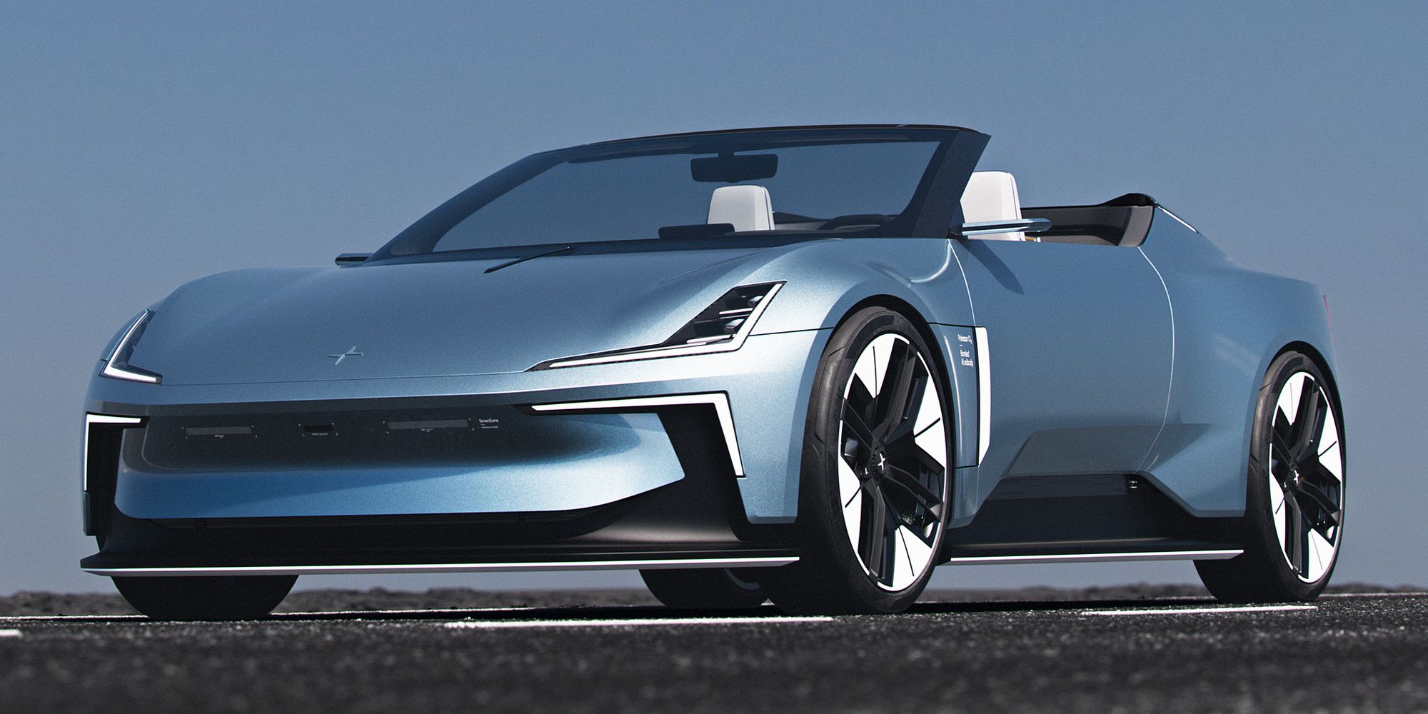 The front of the Polestar O2 Concept, roof down