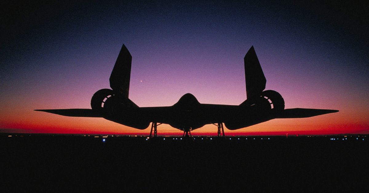 The SR-71 Blackbird USAF Spy Airplane During Sunset 