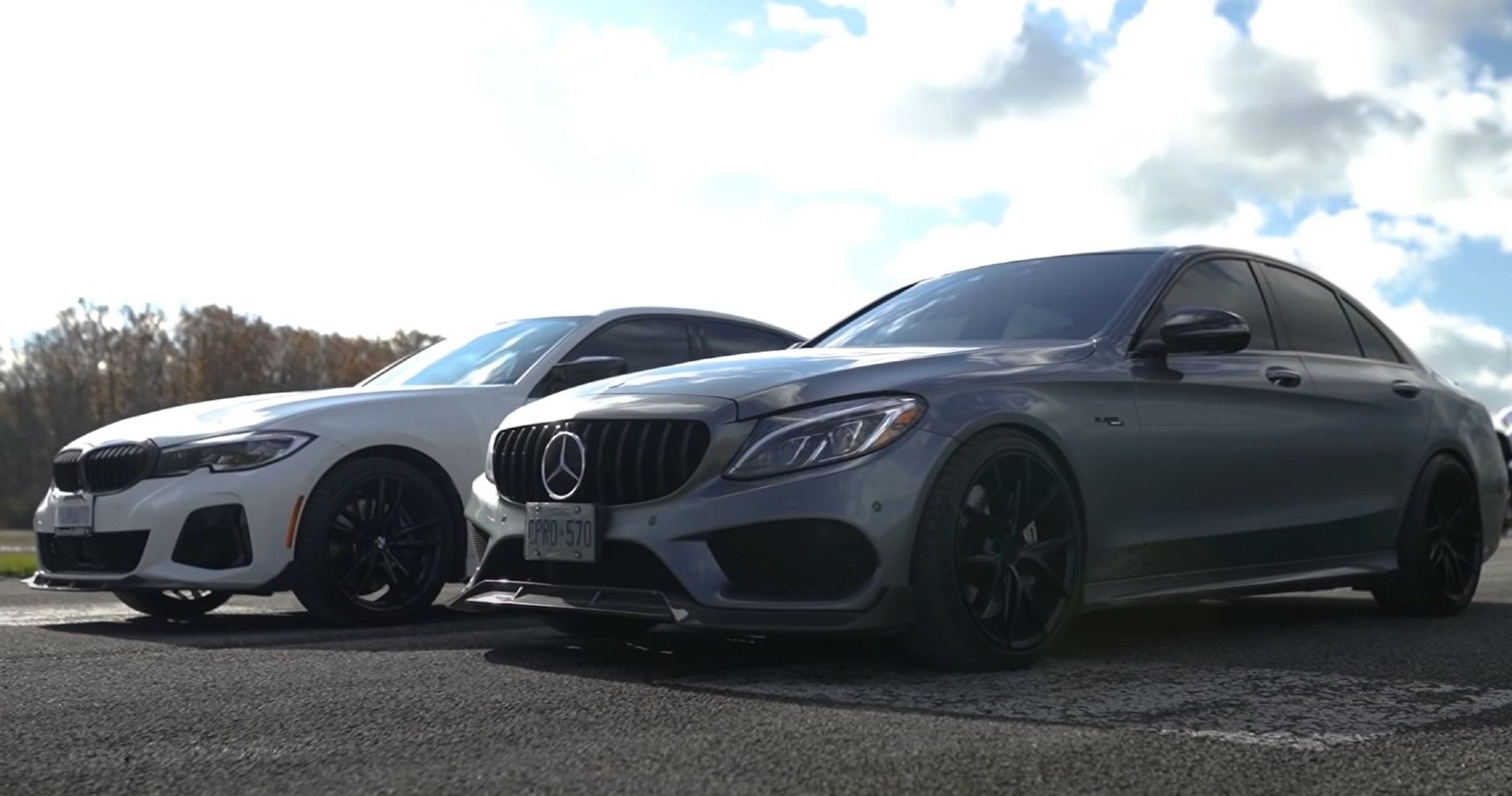 Tuned BMW and Mercedes drag race