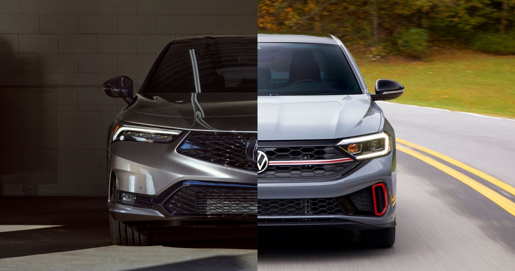 2023 Acura Integra vs Volkswagen Jetta GLI front view side-by-side comparison