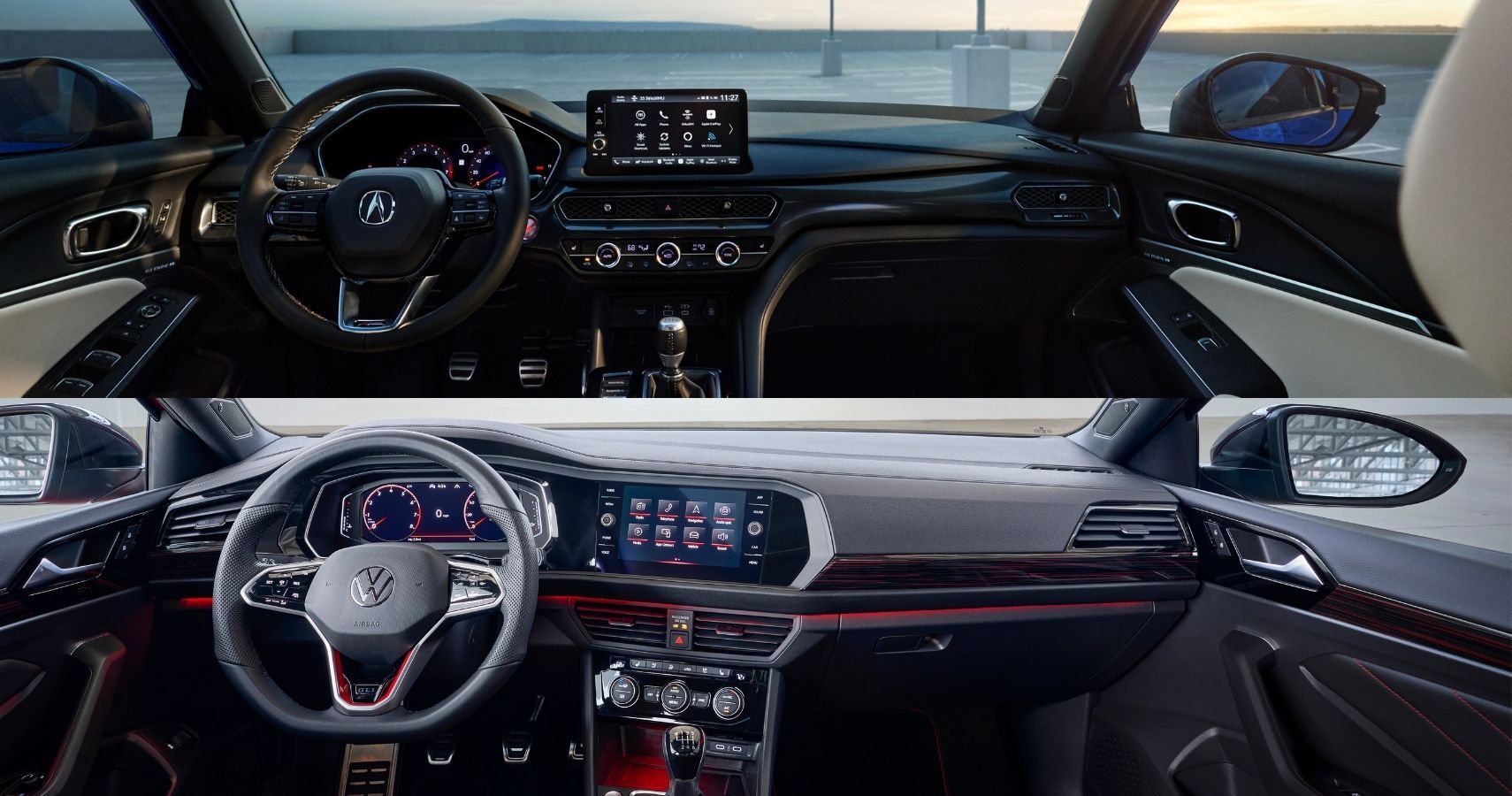 2023 Acura Integra vs Volkswagen Jetta GLI dashboard comparison view