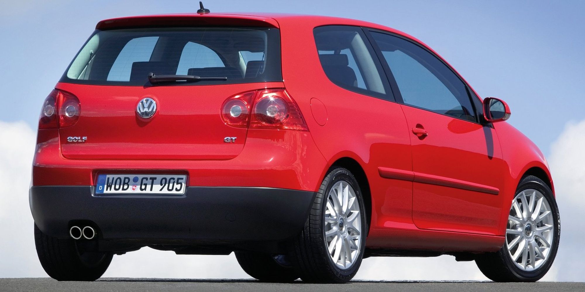The rear of a red Golf GT