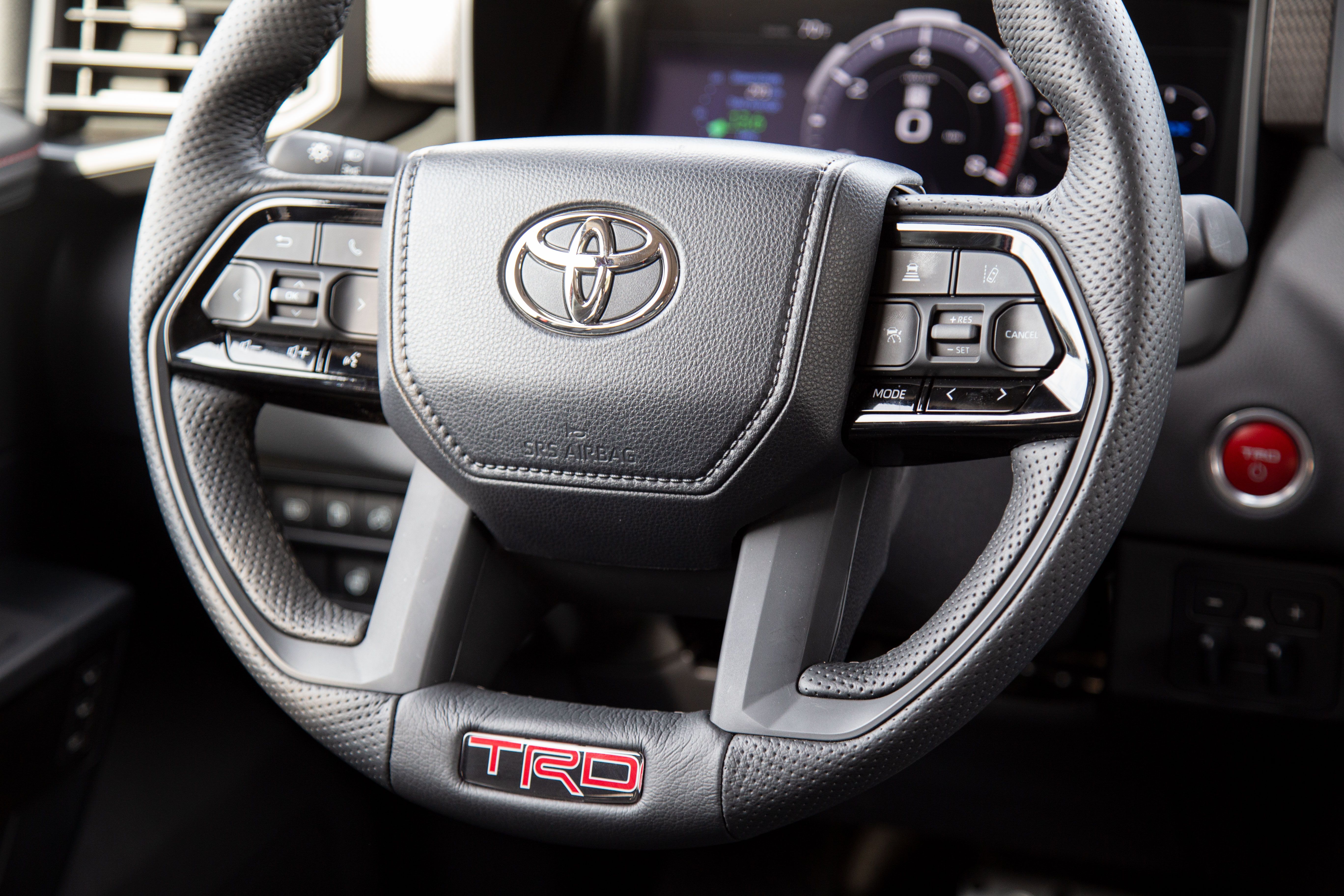 Toyota Tundra TRD Pro logo on steering wheel