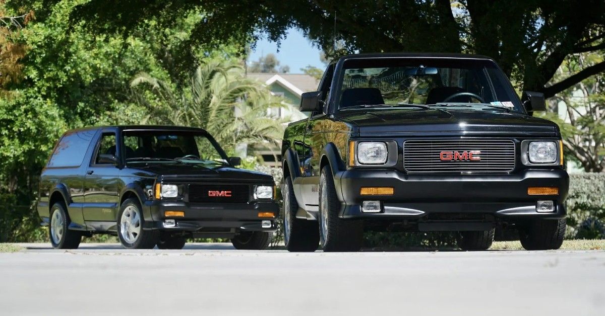 Black GMC Typhoon SUV and Black GMC Syclone Pickup Truck 