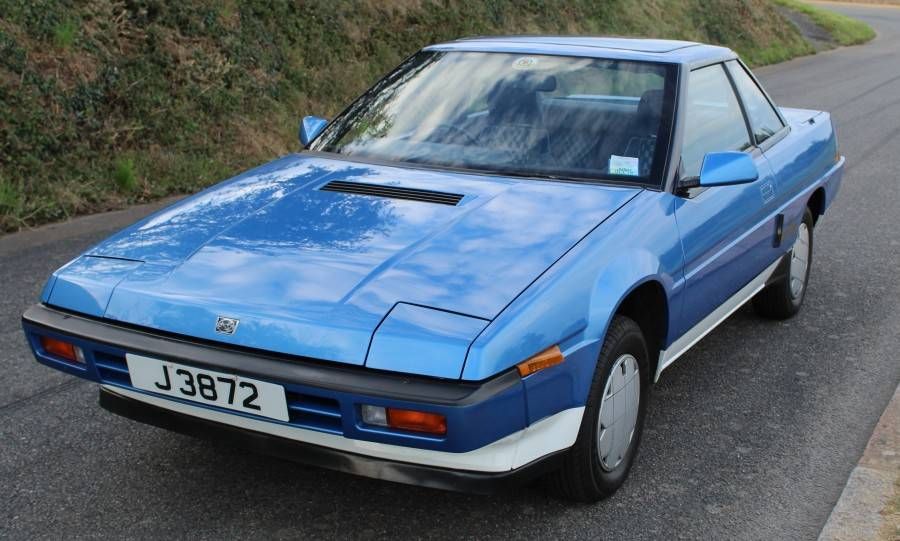 Subaru XT Coupe Blue And White Top Down Front Quarter View