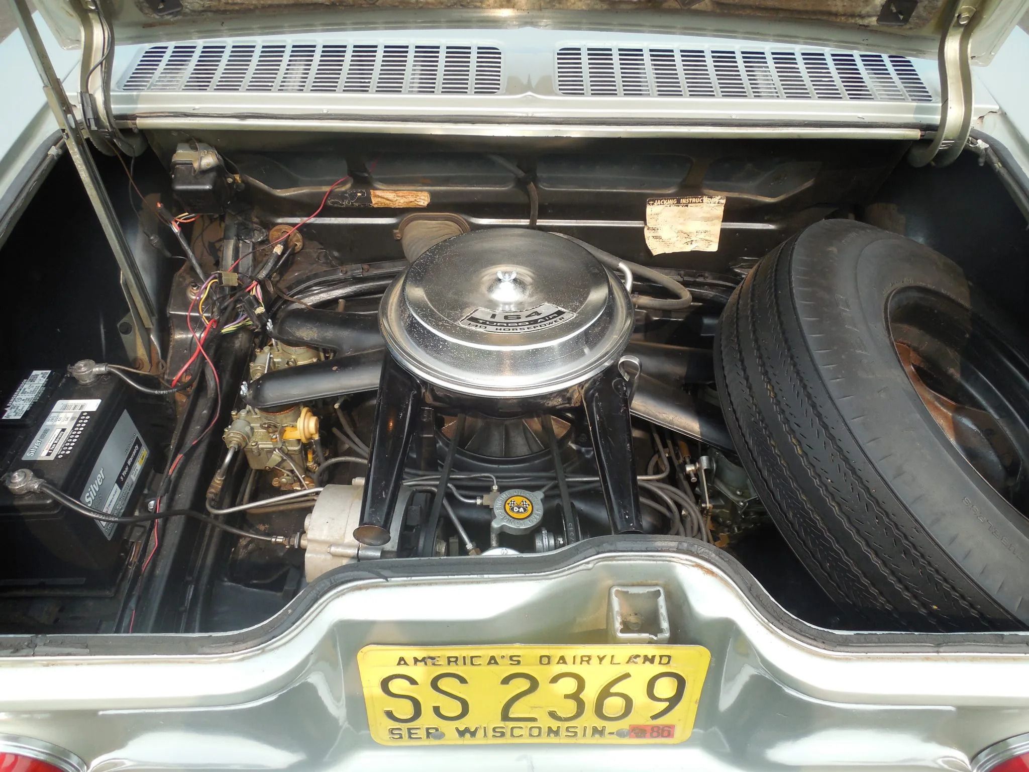 Silver 1960-1964 Chevrolet Corvair (First Generation) engine