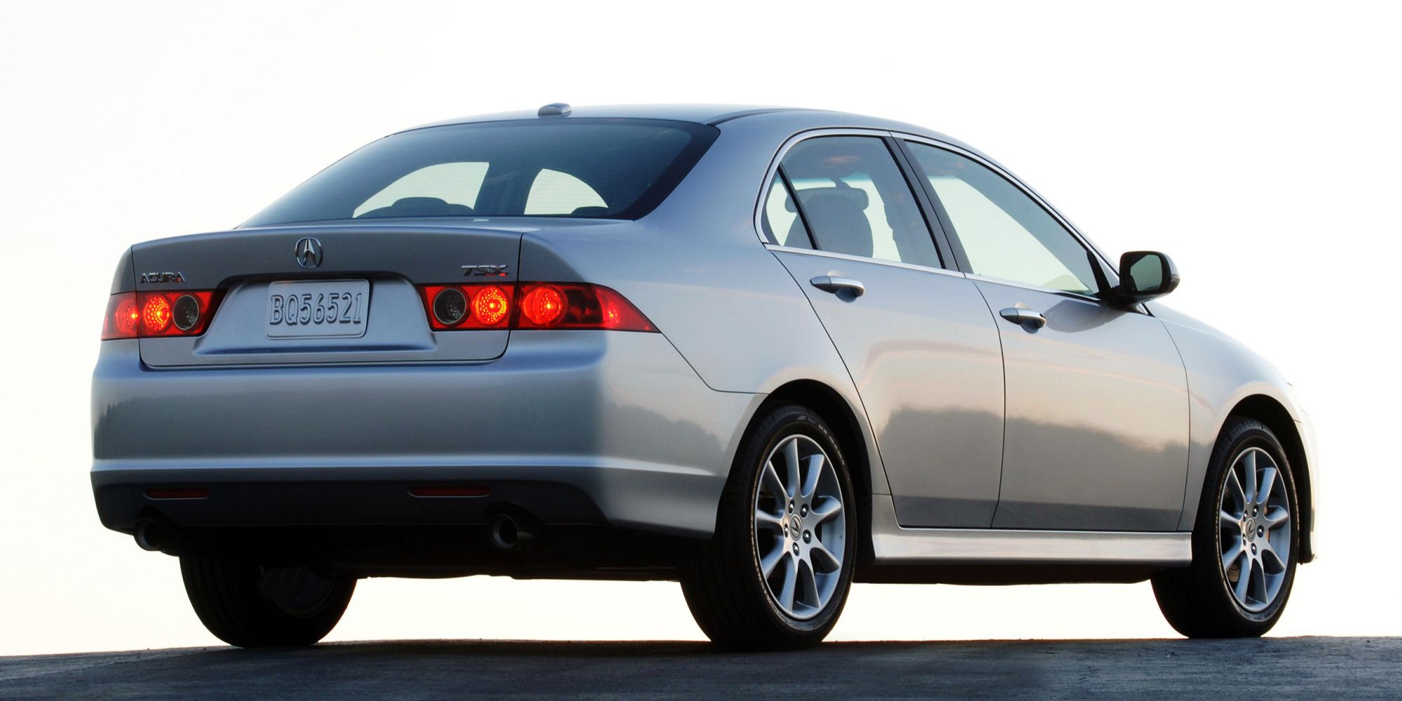 Rear 3/4 view of a silver TSX