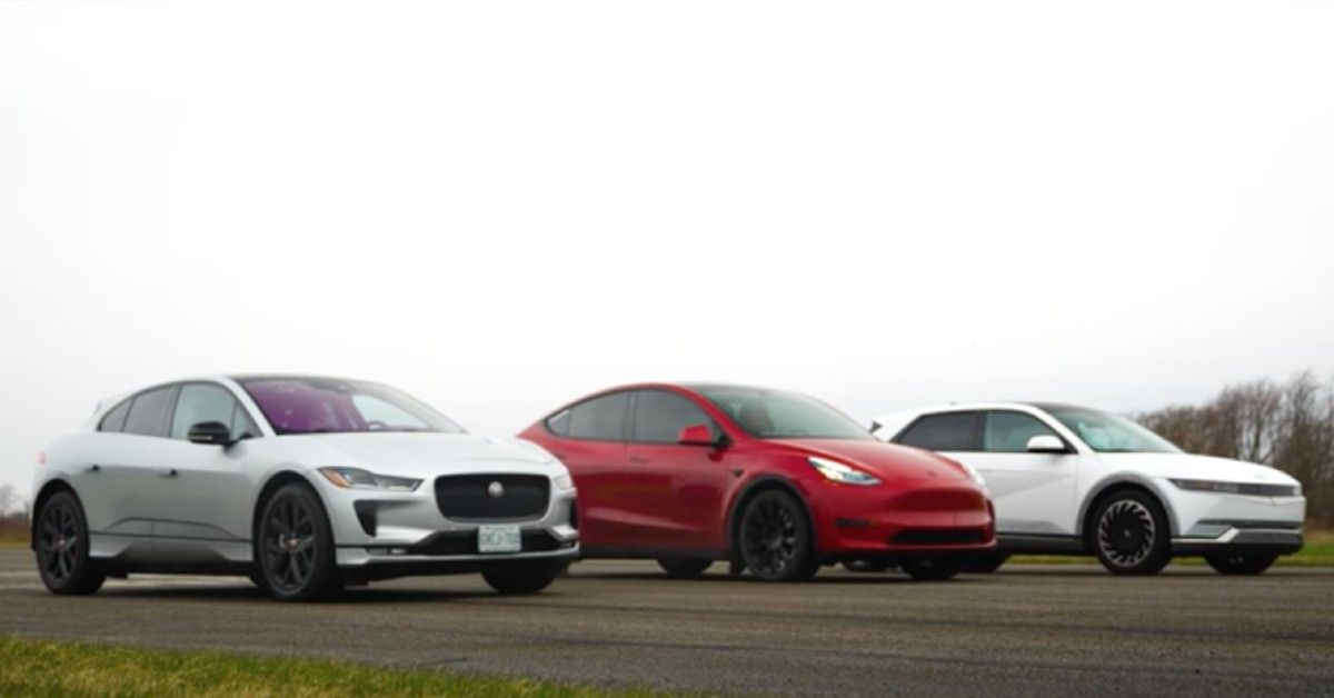 Jaguar I-Pace Vs Tesla Model Y Vs Ioniq 5 in drag race