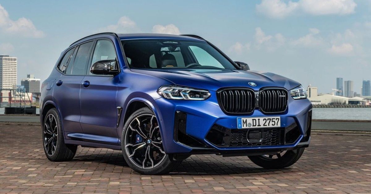 2022 BMW X3 M Competition (Blue) parked offroad - front