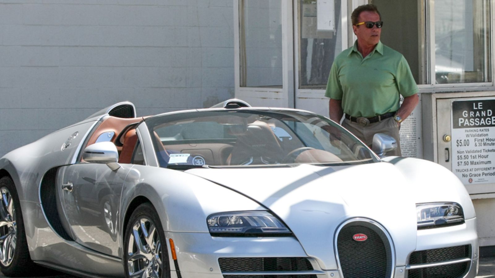 Arnold Schwarzenegger's Silver Bugatti Veyron Vitesse