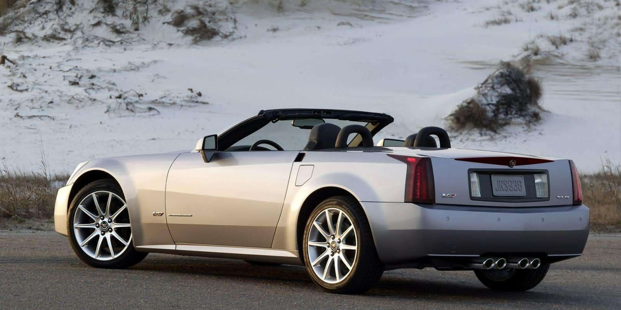 Rear 3/4 view of a silver XLR-V, top down