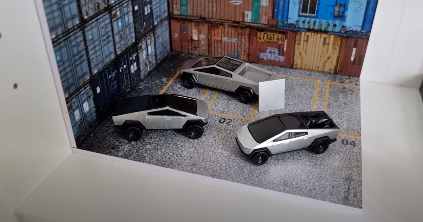 A die cast of the Tesla Cybertruck 