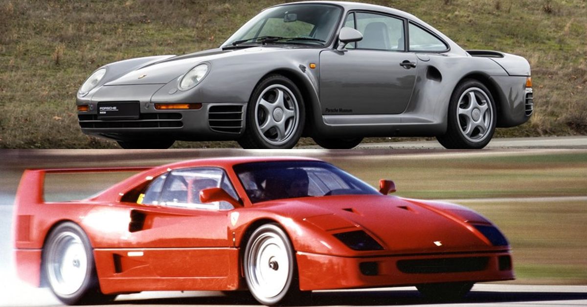 Ferrari-F40-Vs-Porsche-959 supercars