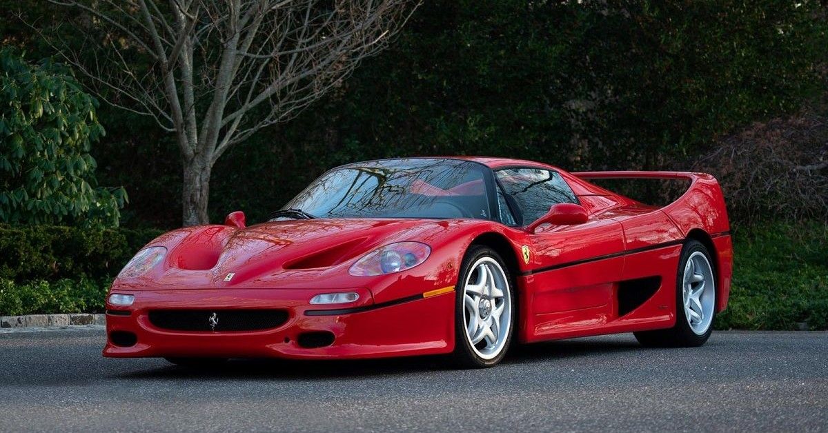 Ferrari F50, red, front quarter, on asphalt