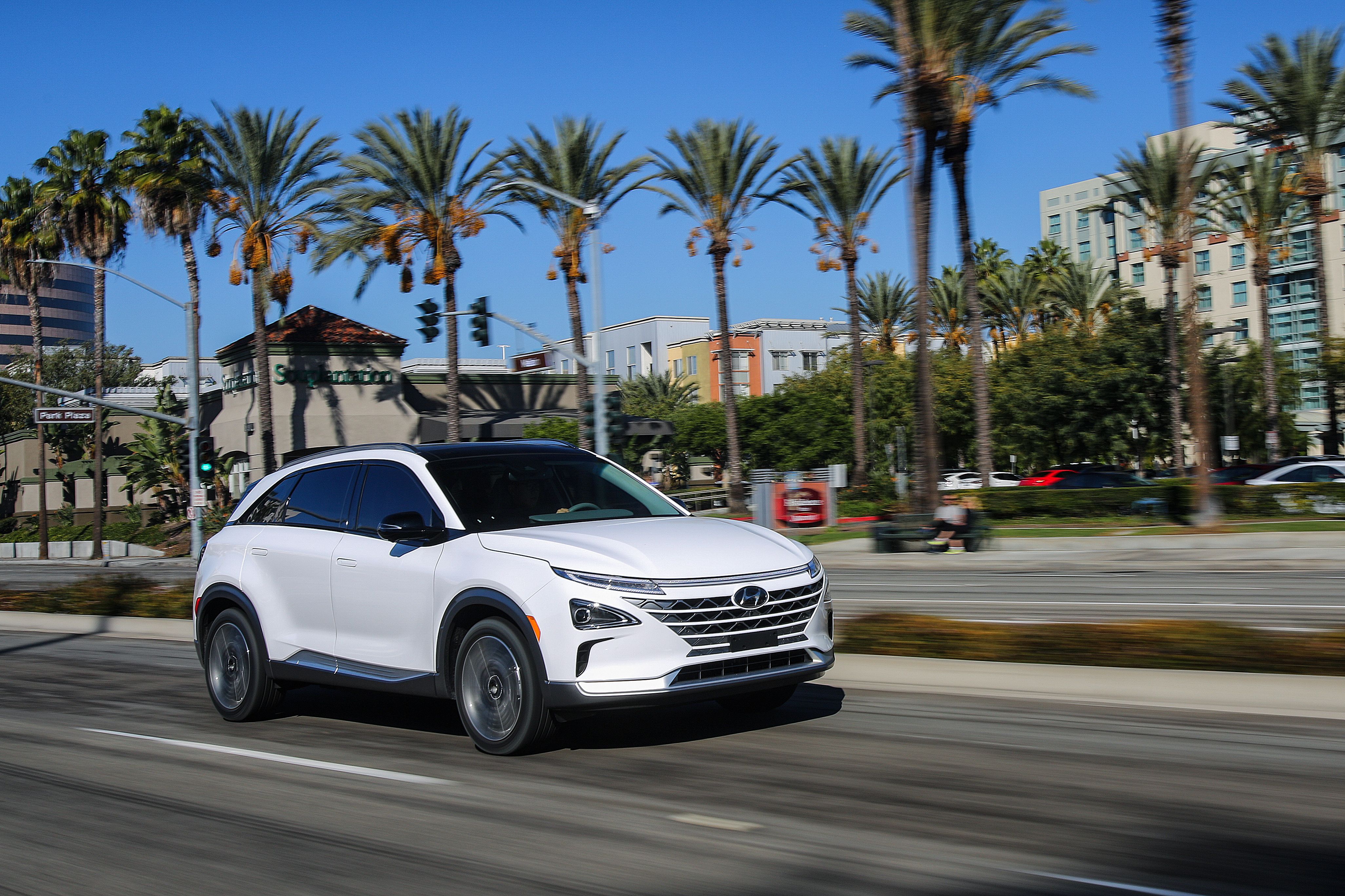 The 2022 Hyundai Nexo driving through California streets. 