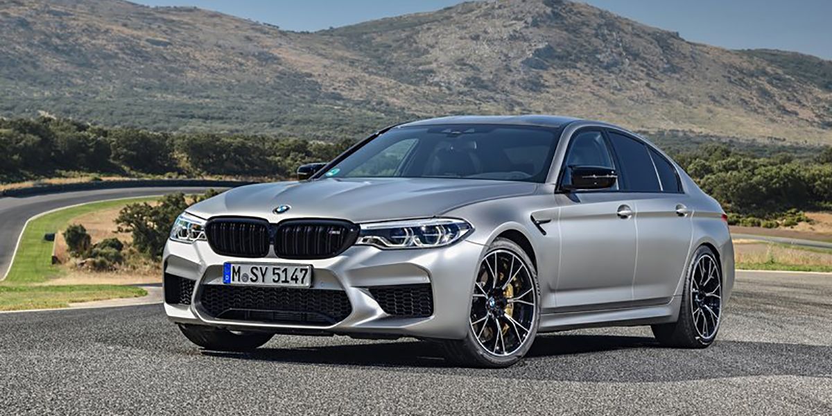 Silver 2019 BMW M5 Competition on the road