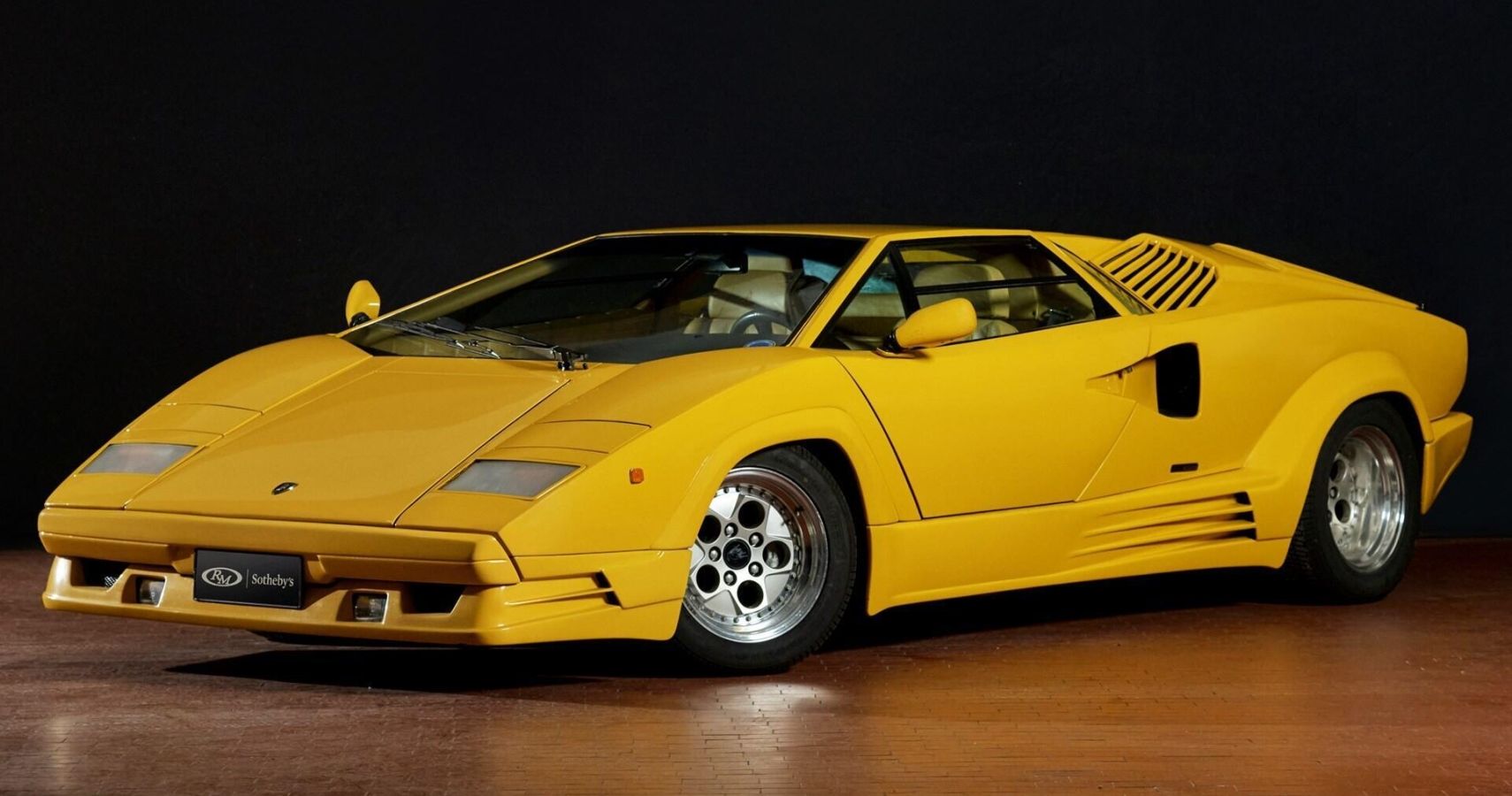 Yellow Lamborghini Countach 25th Anniversary Auction Front Quarter