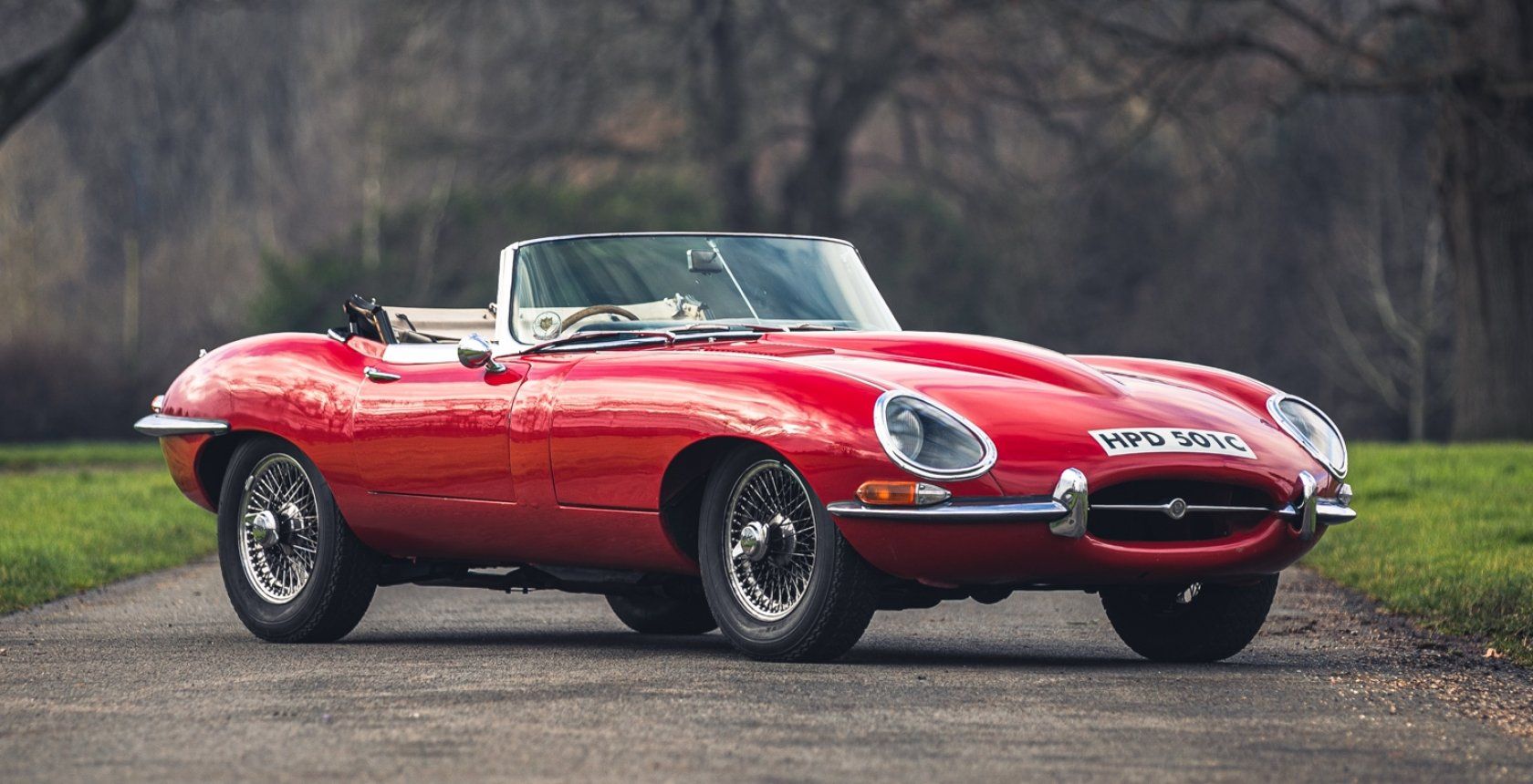 1965-Jaguar-E-Type-Series-1-Roadster-4.2 Front Quarter View Red